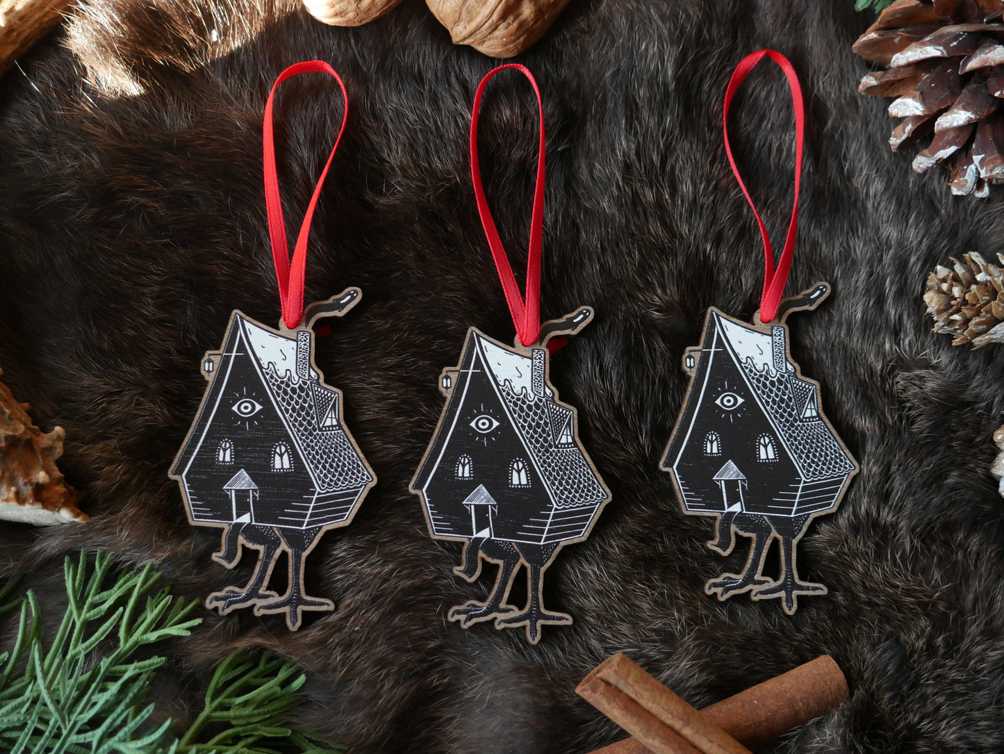 Baba Yaga wooden ornament