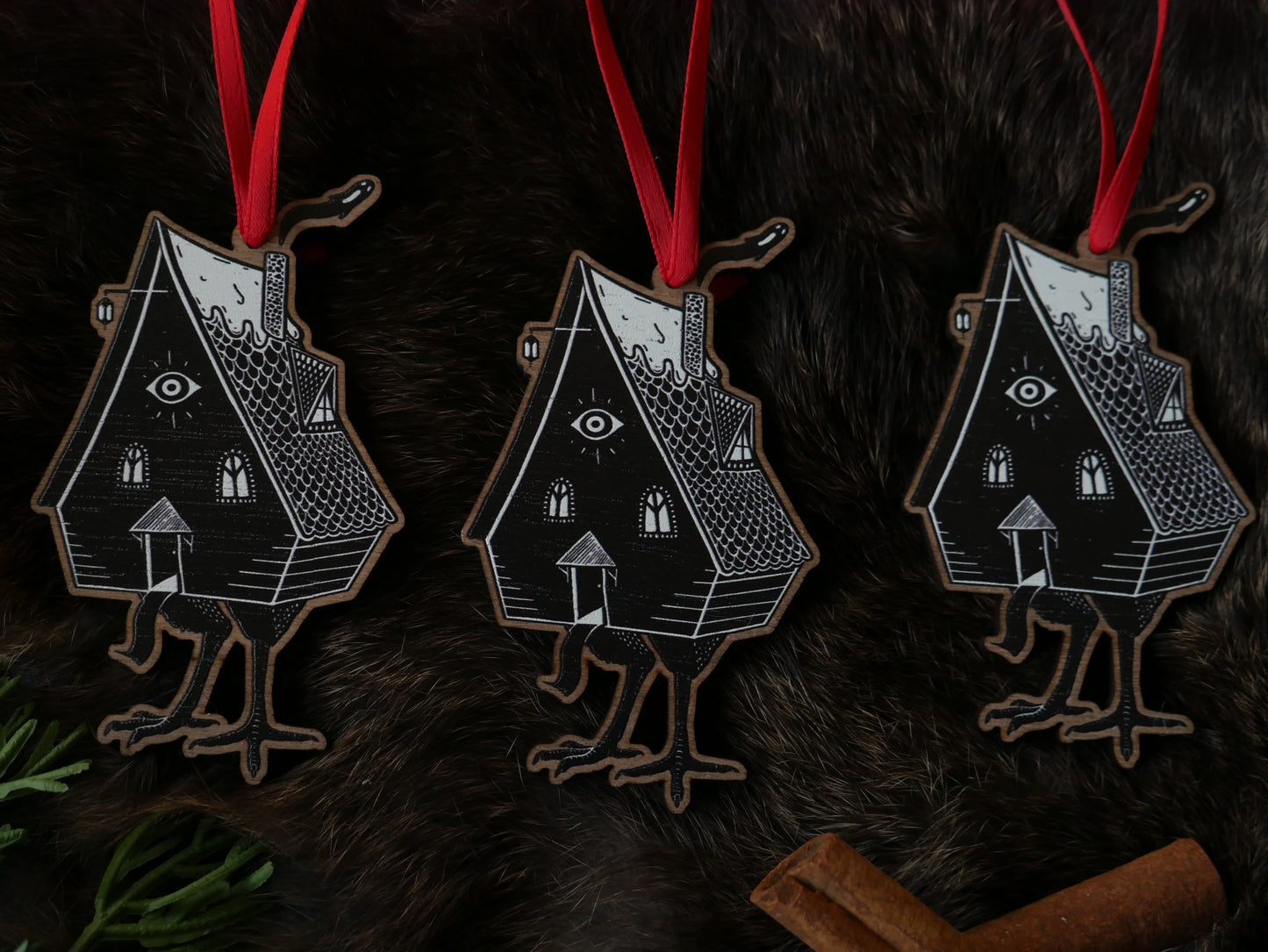 Baba Yaga wooden ornament