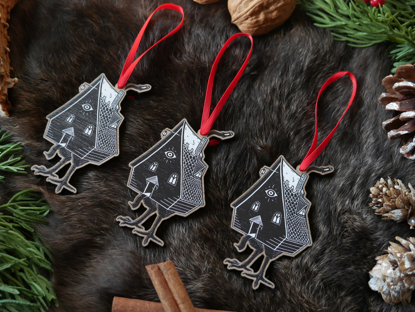 Baba Yaga wooden ornament