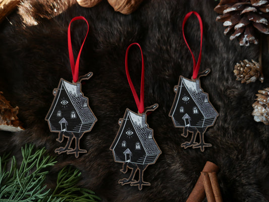 Baba Yaga wooden ornament
